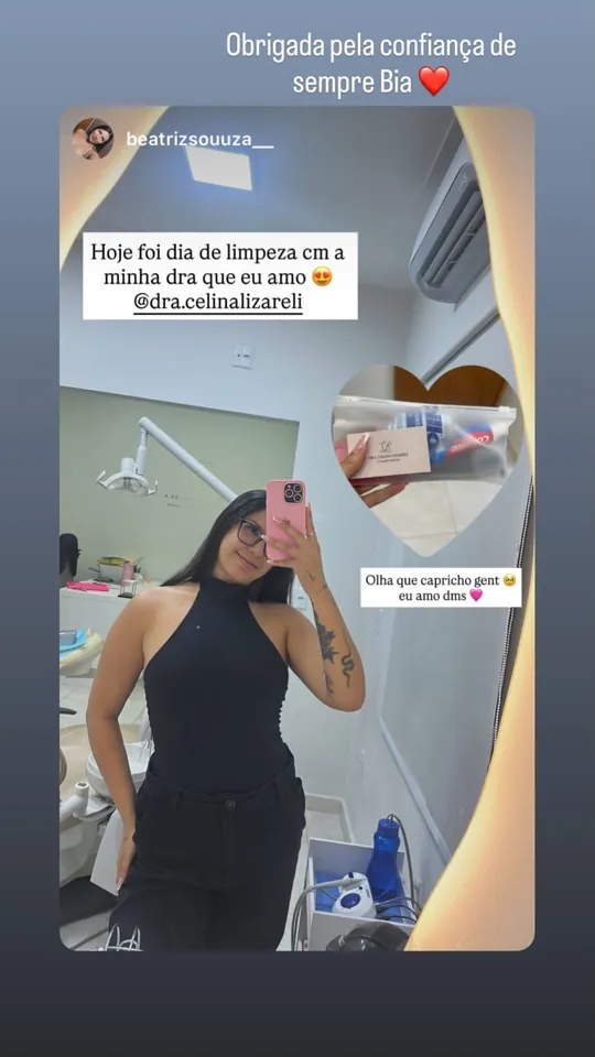 Story de paciente agradecendo o atendimento da Dra. Celina